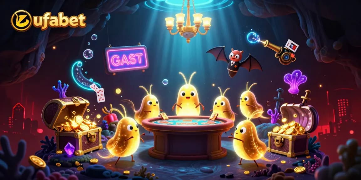Engage with the thrilling ufabet casino scene, where glowworms illuminate a vibrant underwater gambling environment.