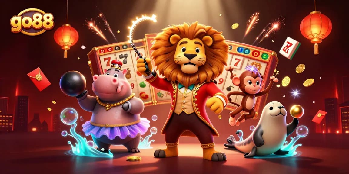 Experience the vibrant go88 gaming scene with a lively casino-themed illustration of characters and rich elements.