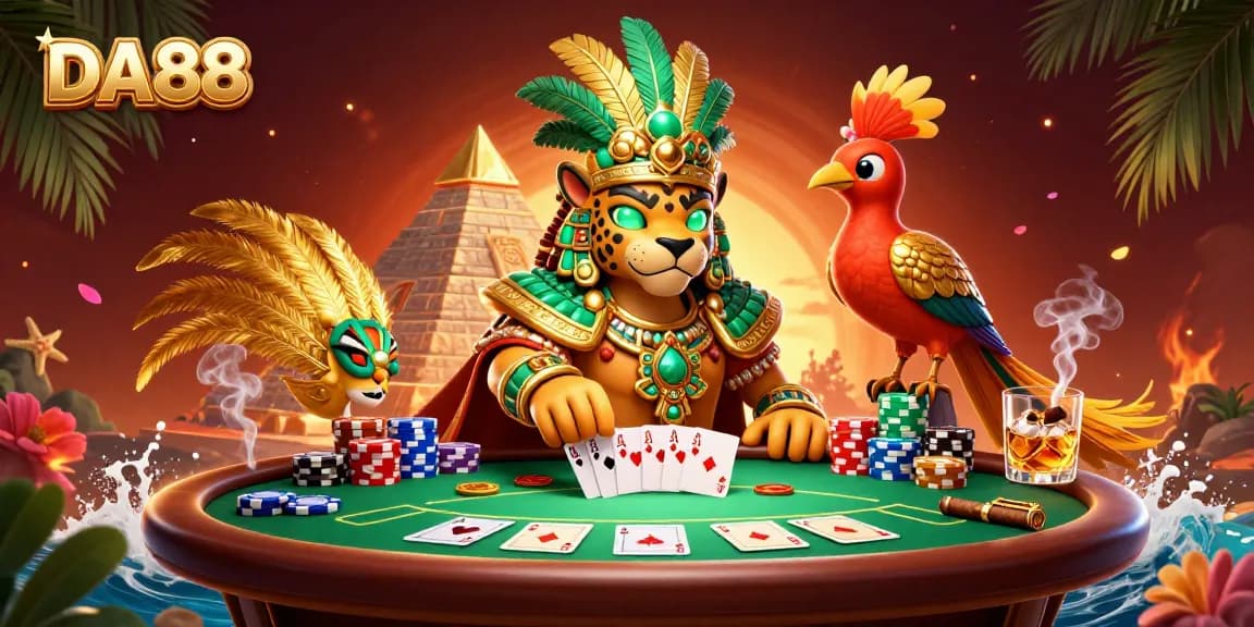 Experience thrilling poker action with DA88 as the Mayan jaguar priest leads the game.