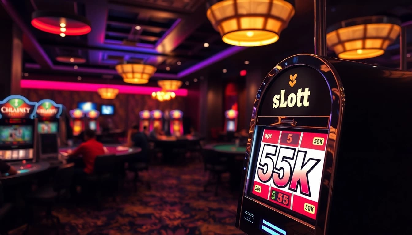 Menangkan hadiah besar dengan mesin slot 5k yang menonjol di kasino yang ramai.