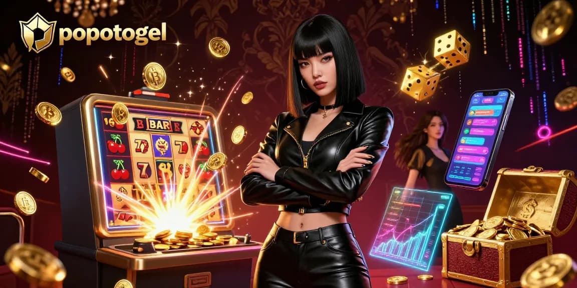 Experience thrilling wins at popotogel with a captivating slot machine and vibrant gaming elements.