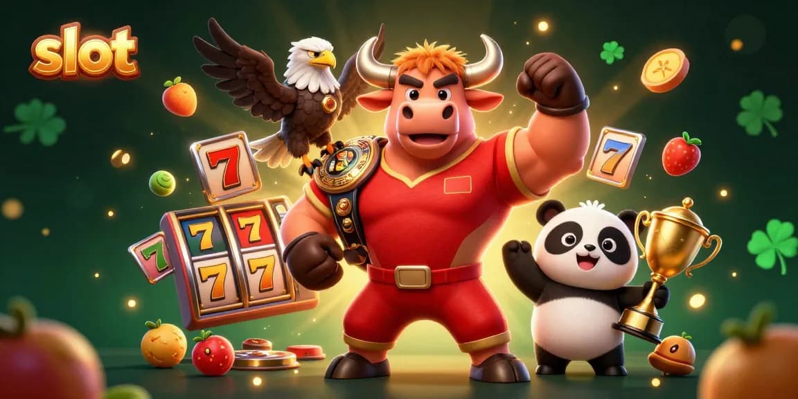 Menang besar di slot dengan simbol keberuntungan dan karakter menarik dalam permainan perjudian.