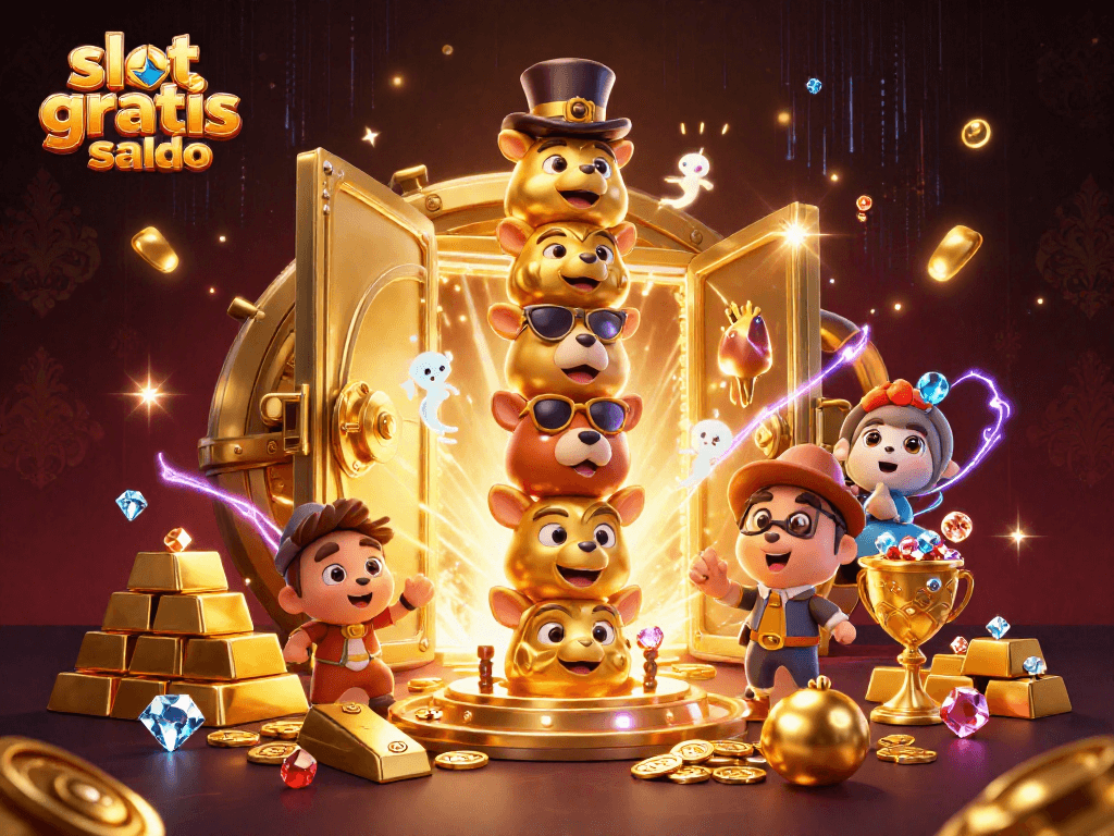 Win big with slot gratis saldo at GACOR123 featuring a dynamic casino scene