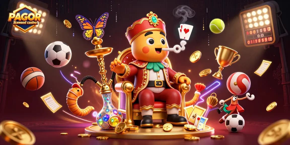 PAGCOR licensed casino illustration showcasing a whimsical caterpillar master in vibrant 3D detail.
