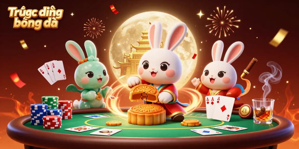 Experience Trực tiếp bóng đá with vibrant 3D art showcasing a moon rabbit and poker chips.