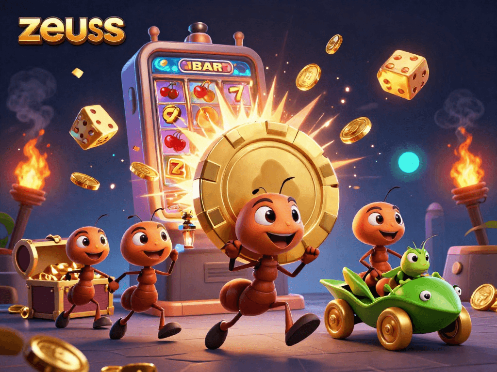 Experience zeus gameplay in vibrant 3D, with dynamic slot machine action and fun casino elements.