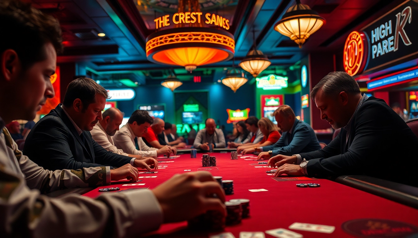 Engaged players in a singapore casino poker game showcasing strategy and intensity.