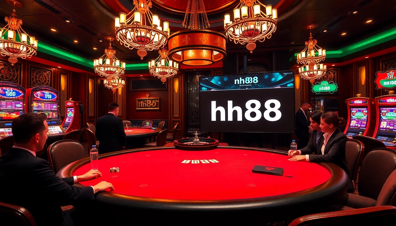 Experience high-stakes gambling action in the luxurious casino scene featuring nh88.