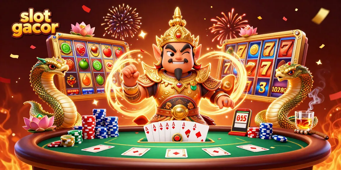 Engage in slot gacor games with exciting themes and vibrant symbols in this 3D illustration.