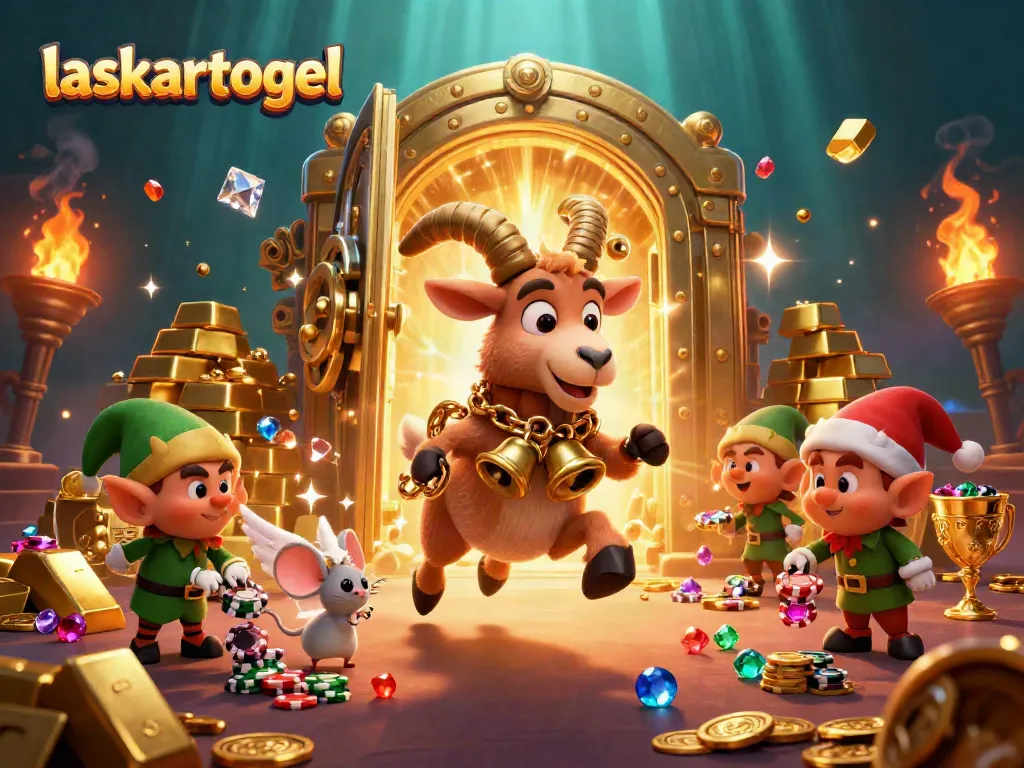 Experience excitement at laskartogel with a whimsical casino scene featuring fantastical characters in action.