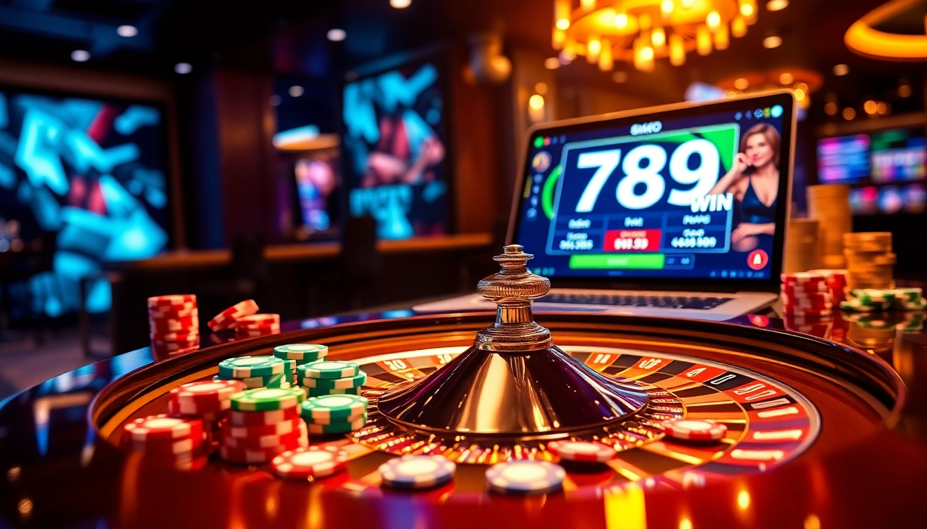 Experience the thrill of 789 win at a vibrant casino table with colorful chips and cards.