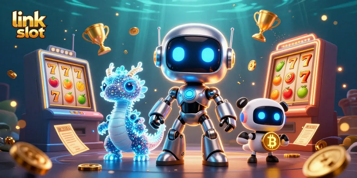 Experience exciting wins at link slot with vibrant 3D casino elements, including golden slots and lucky symbols.