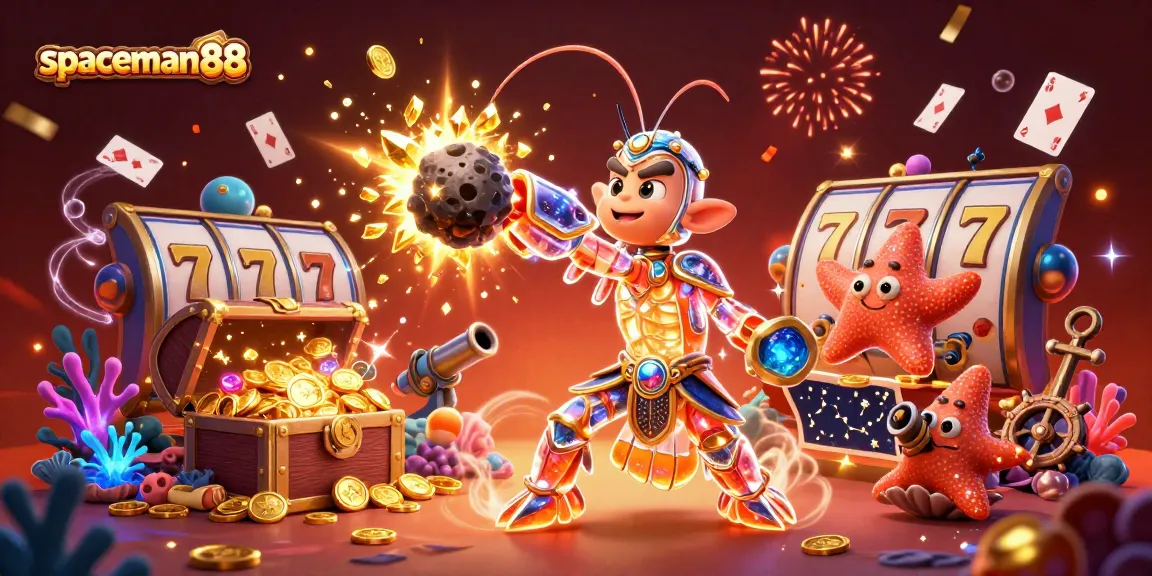 Experience the thrill of spaceman88 jackpots with vibrant animations of winning games and treasures.