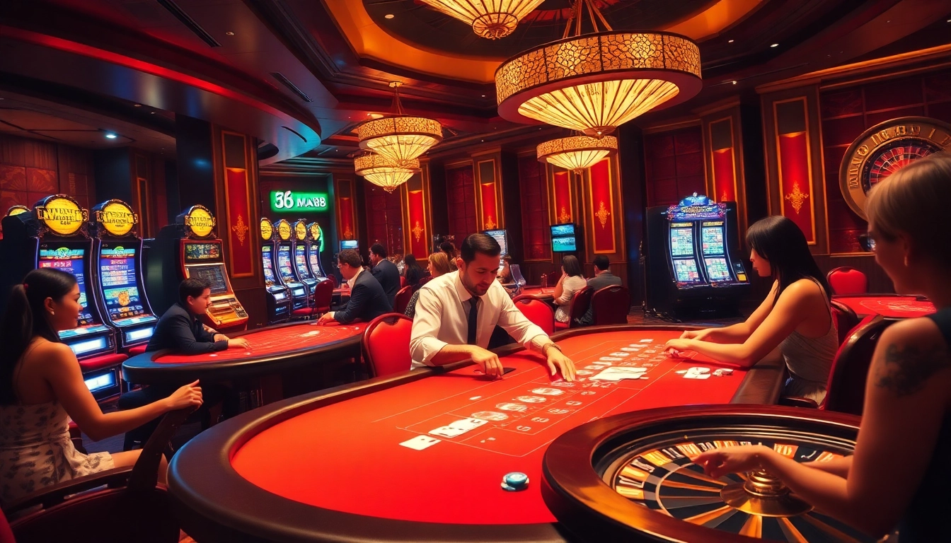 Experience thrilling gameplay at Man88 with poker chips in action at a lively table.