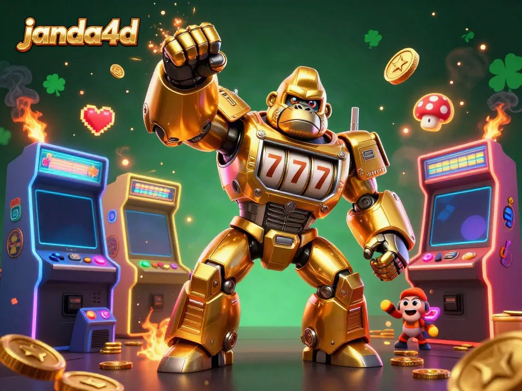 Permainan slot menarik di janda4d dengan karakter unik dan mesin yang berkilauan.