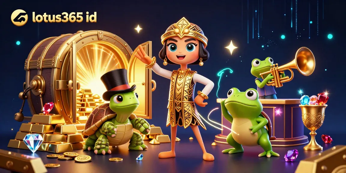 Engage with the lotus365 id in an ultra-detailed casino scene featuring vibrant characters and golden treasures.