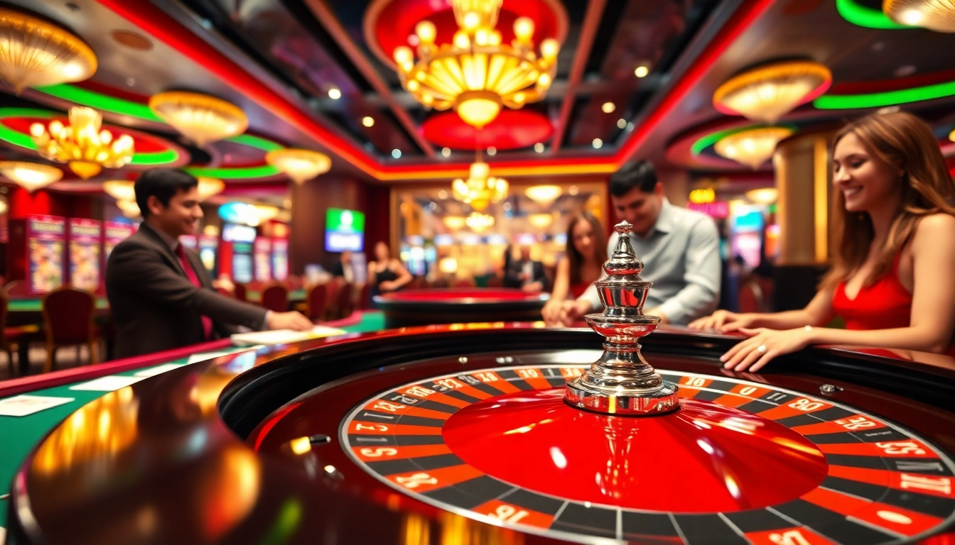 Arus hoki di meja roulette dengan pemain yang antusias dalam suasana kasino yang mewah.
