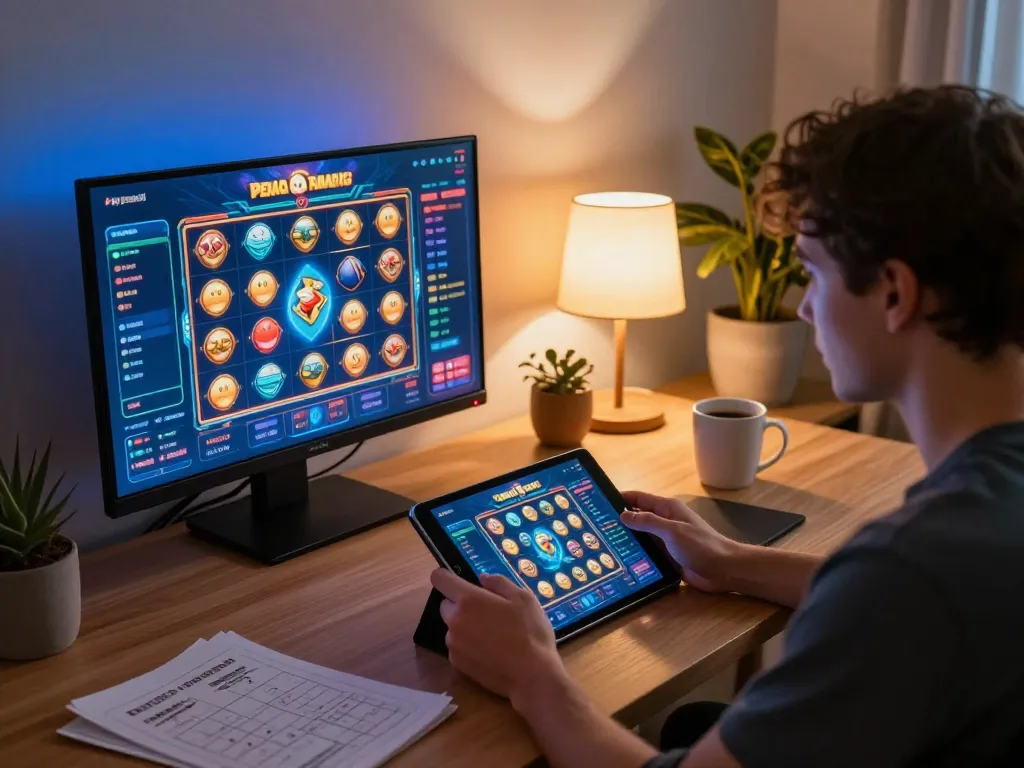 Engaging gameplay experience with Demo Slot Pragmatic on tablet in cozy home setting