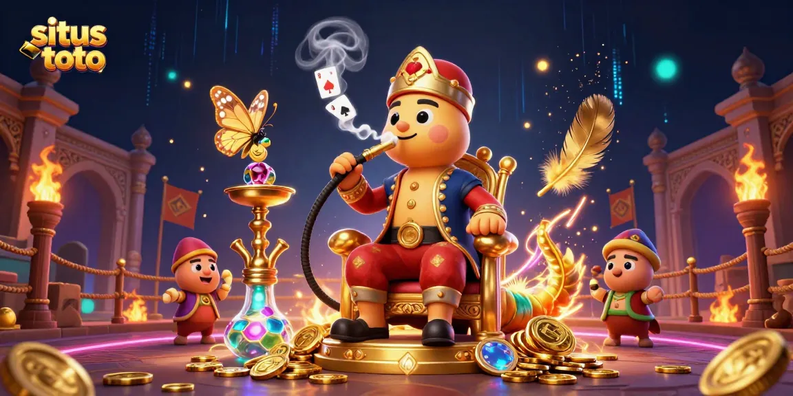 Experience the excitement of situs slot toto with vibrant 3D casino art illustrating a caterpillar and poker symbols.