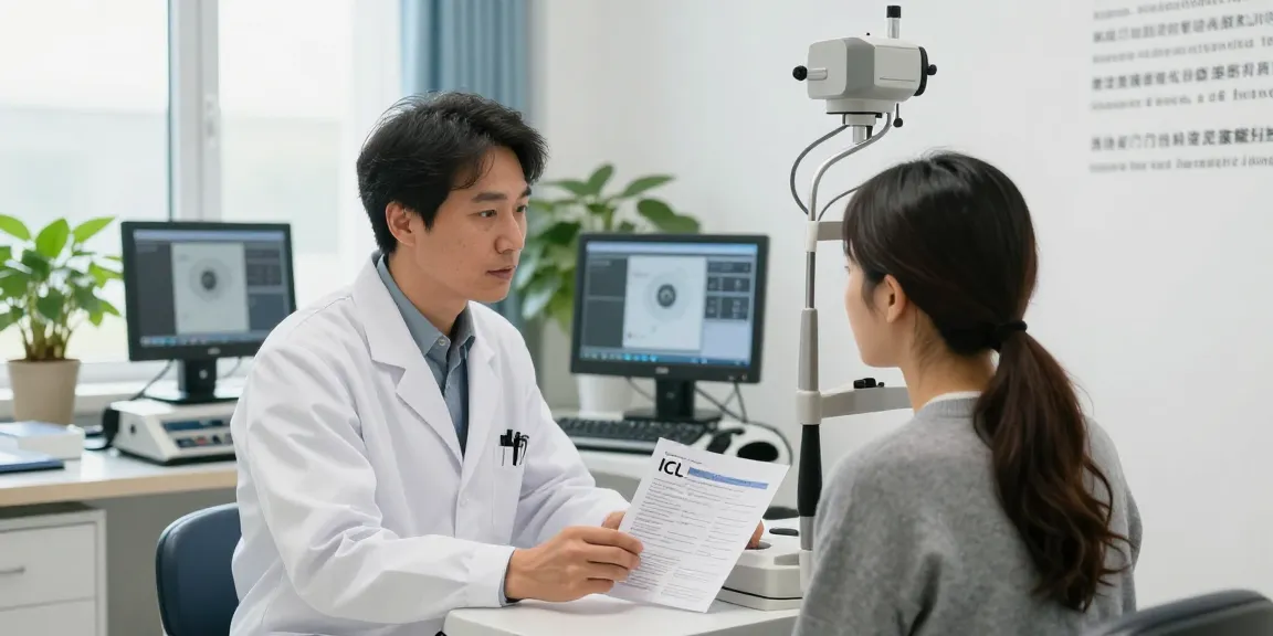 福井 icl おすすめ consultation with an expert ophthalmologist in a modern eye clinic, showcasing advanced technologies.