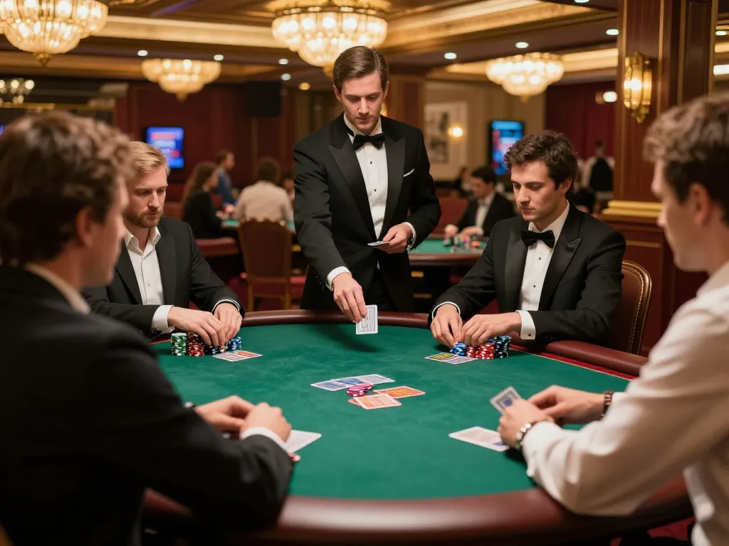 High-stakes poker action featuring five88 lat players engaged at a luxurious casino table