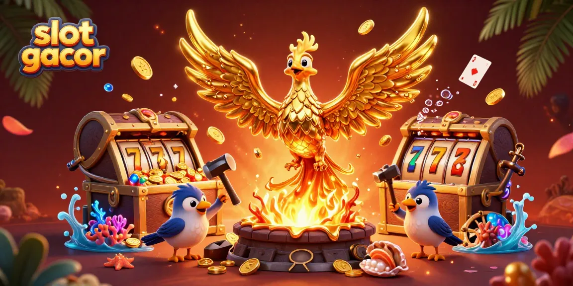 Slot gacor menampilkan phoenix emas dan harta karun, simbol kejayaan judi!