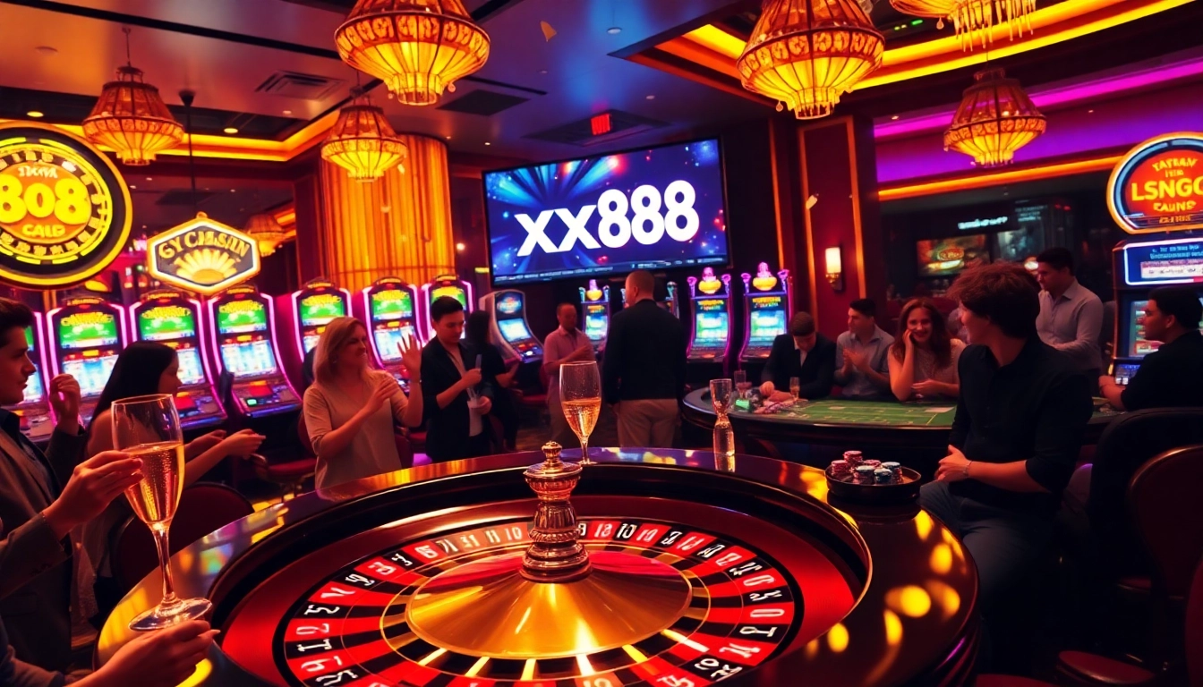 Experience the excitement of xx88 casino with vibrant gaming tables and thrilling players.