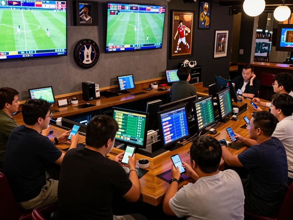Engaging scene of sports betting where enthusiasts analyze tin soi kèo odds on their smartphones.