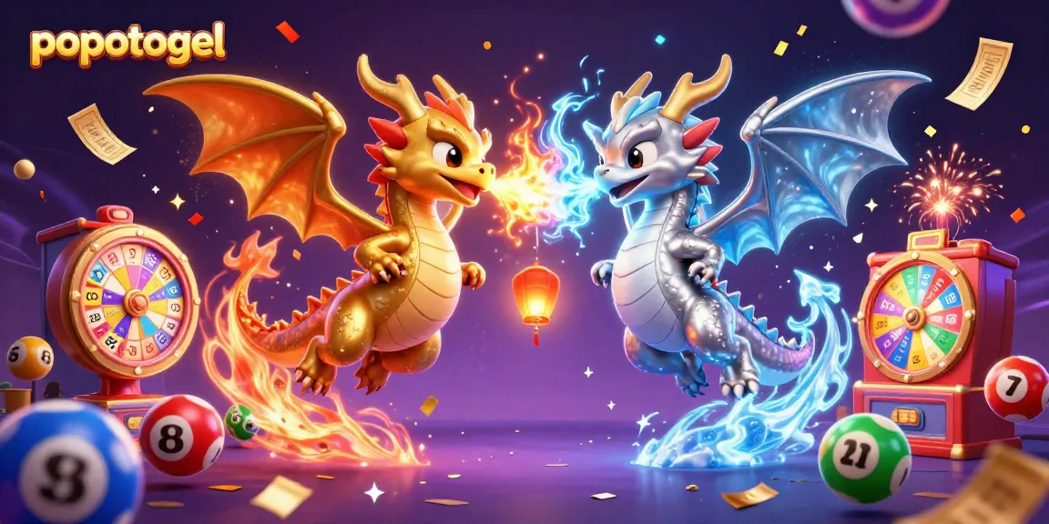 Engage with the thrilling popotogel experience as vibrant lottery elements collide with mystical dragons.