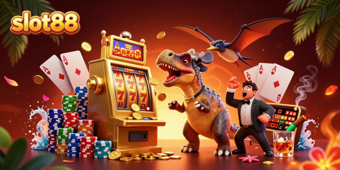 Slot88 memberikan pengalaman bermain slot yang mendebarkan dengan jackpot berkilau dan eksterior kasino yang hidup.