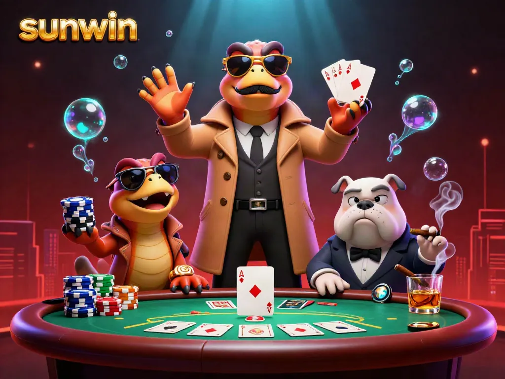 Engage with exciting gameplay at sunwin, featuring raptors in a trench coat entering a VIP casino lounge.