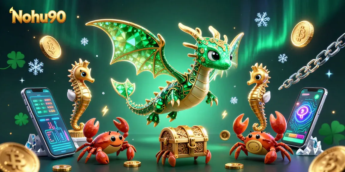 Nohu90 players enjoy high-stakes gameplay with a dazzling dragon amidst crypto treasures.