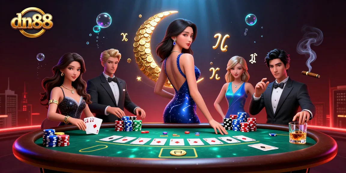 Engage in thrilling casino games at dn88 with vibrant visuals and high-stakes poker elements at play.