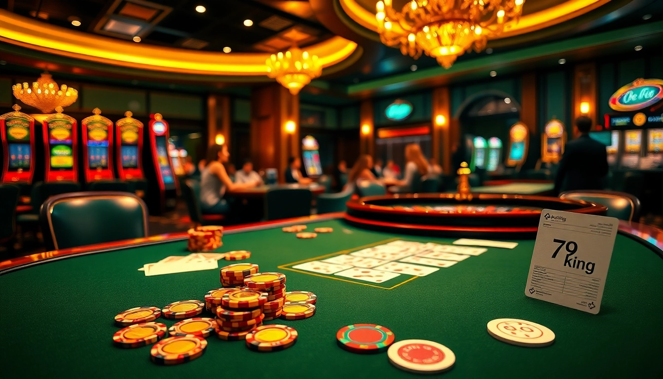 79king players enjoying an exciting high-stakes poker game with vibrant cards and chips.