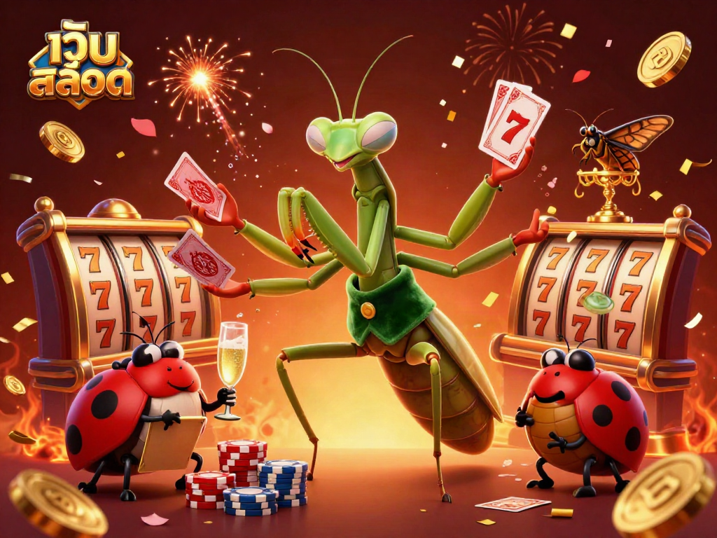 Experience the thrill of เว็บสล็อต with a dynamic 3D casino scene showcasing vibrant characters and elements.