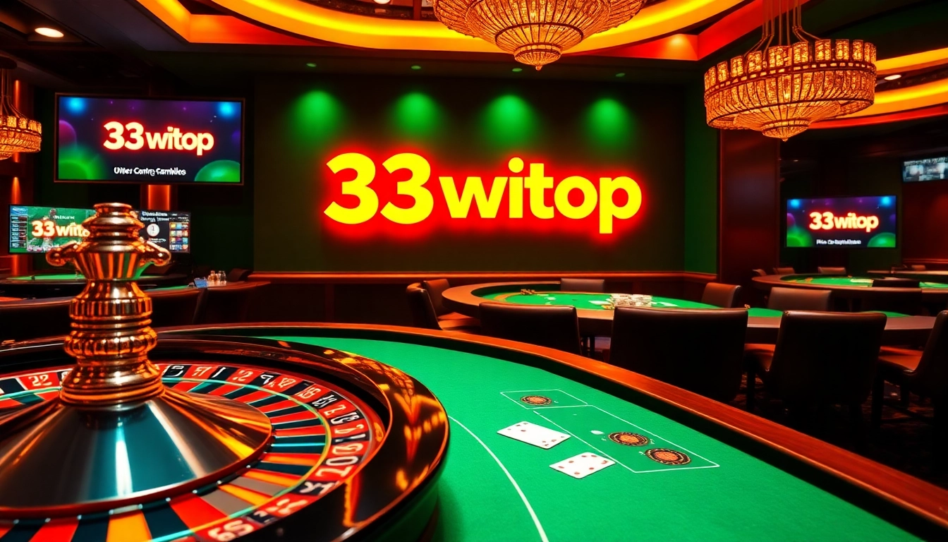 Experience casino thrills at https://33wintop.com/ with vibrant poker chips and roulette excitement.