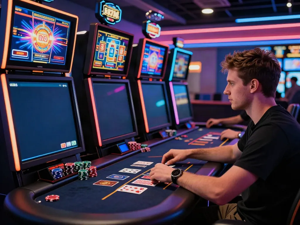 Engaging akunjp online gambling experience with vibrant gaming interface and poker chips.