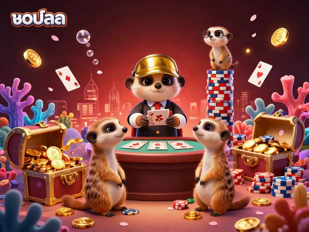 Experience exciting บอลสด action in a vibrant meerkat casino dynamic scene with rich details and sparkling treasures.