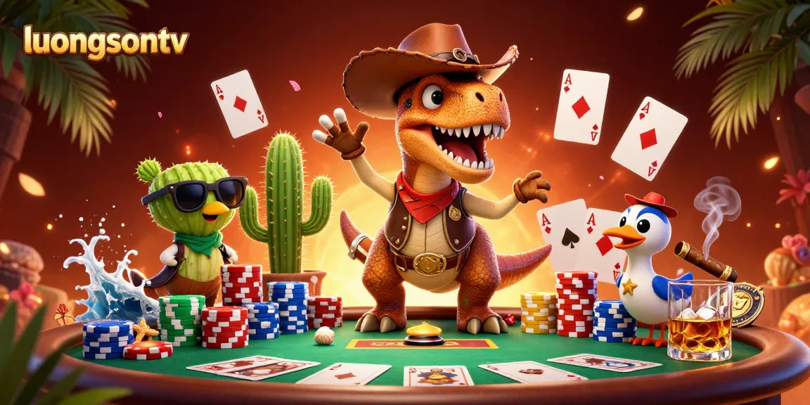 Engage with the exciting poker excitement of luongsontv in a vibrant 3D cartoon scene bringing together betting action.