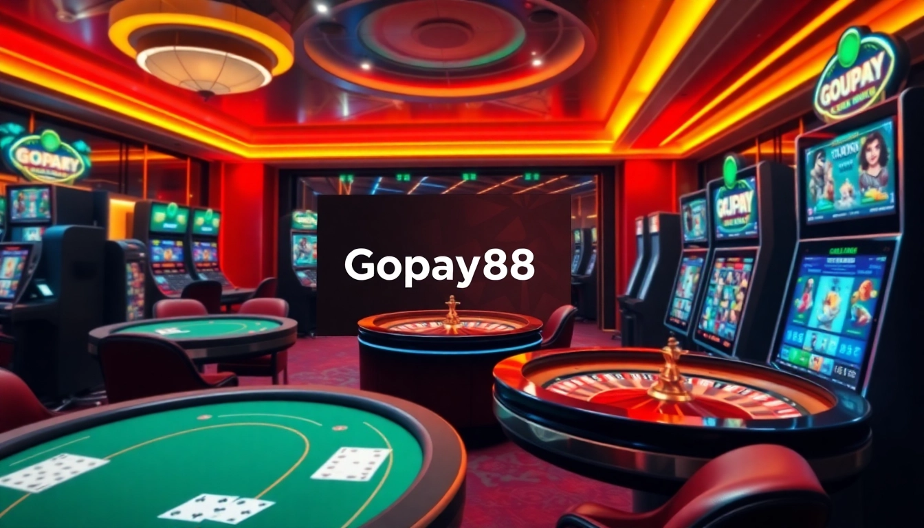 Gopay88 online casino interface showcasing engaging games and vibrant colors for immersive gambling.