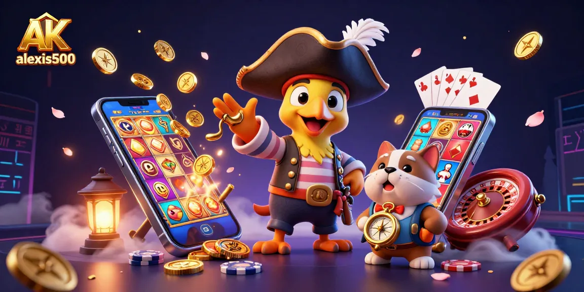 Experience thrilling gameplay with alexis500 as pirate characters play exciting casino games in a vibrant digital illustration.