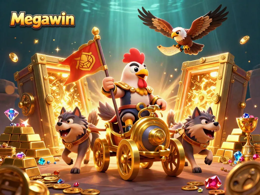 Rasakan keseruan di Megawin dengan simbol keberuntungan dan jackpot yang tersebar di sekitarnya.