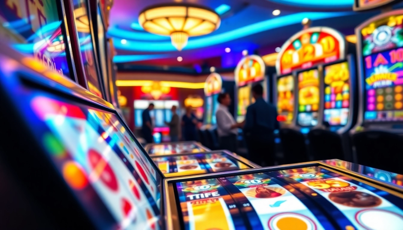 Slot Dana dalam suasana kasino yang meriah dengan mesin slot menawan.