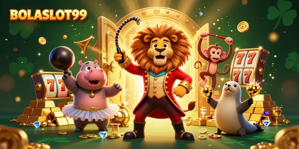 BOLASLOT99 showcases engaging casino entertainment with vibrant characters and slot elements.