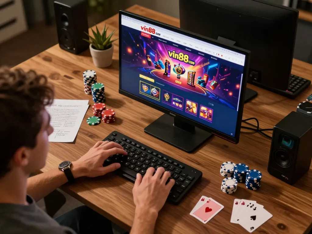 Engaging with vin88 com online gaming, showcasing dynamic gameplay and strategic notes for better betting.
