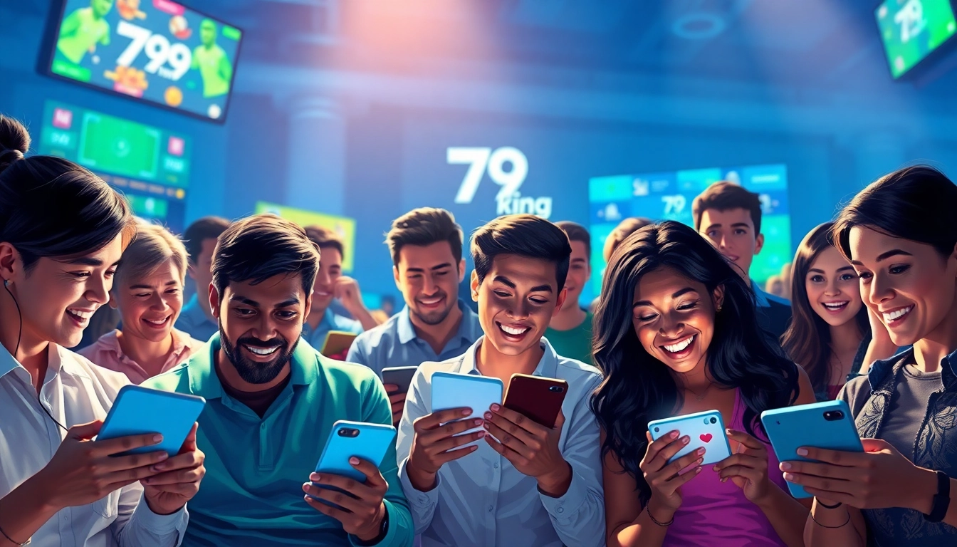 Spannendes Online-Wetten-Erlebnis auf der 79king hn-Plattform, mit einer vielfältigen Gruppe von Gamern in Aktion.