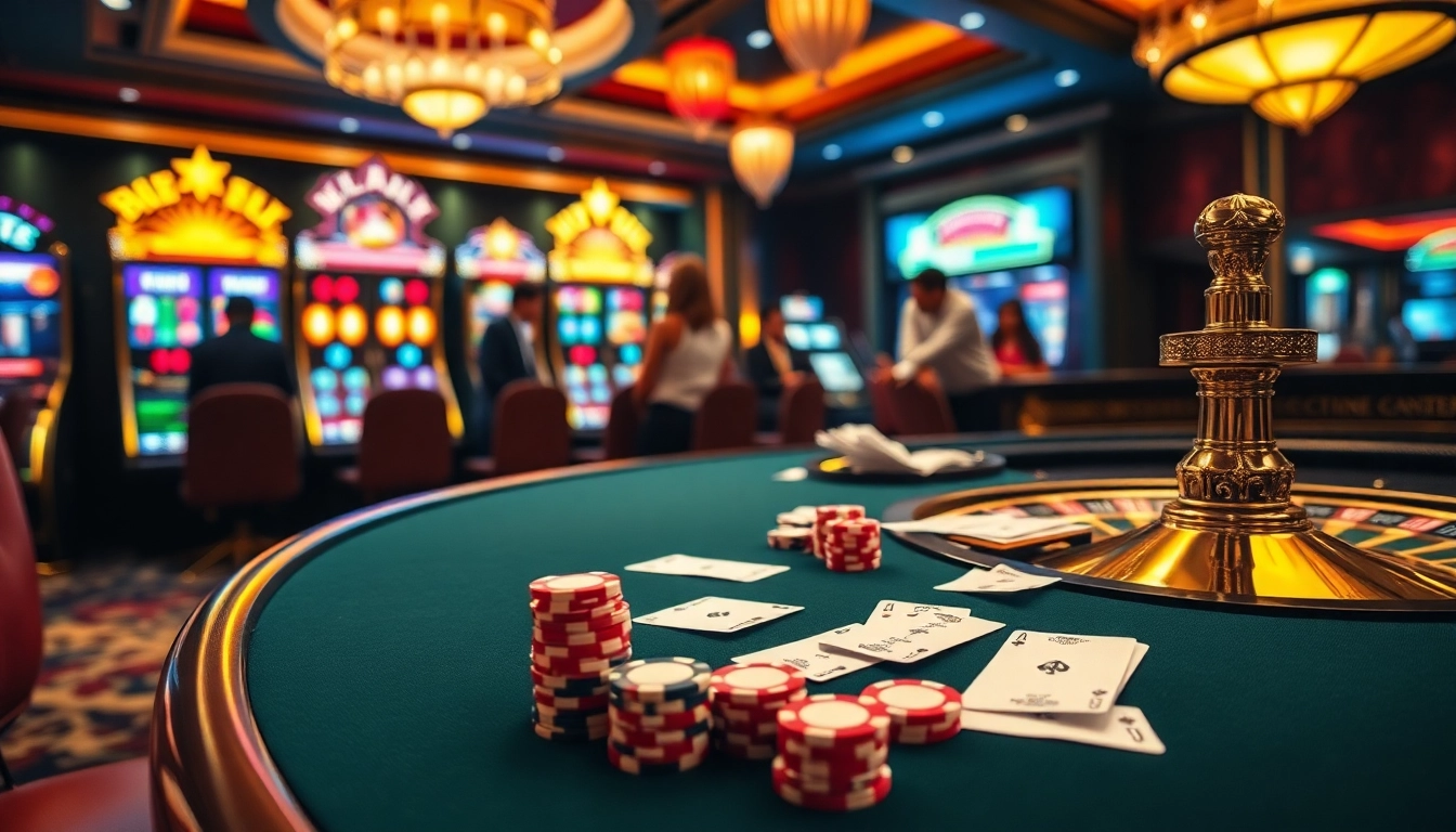 Experience dynamic gameplay at https://kjc686.com/ with colorful poker chips and an elegant casino setup.