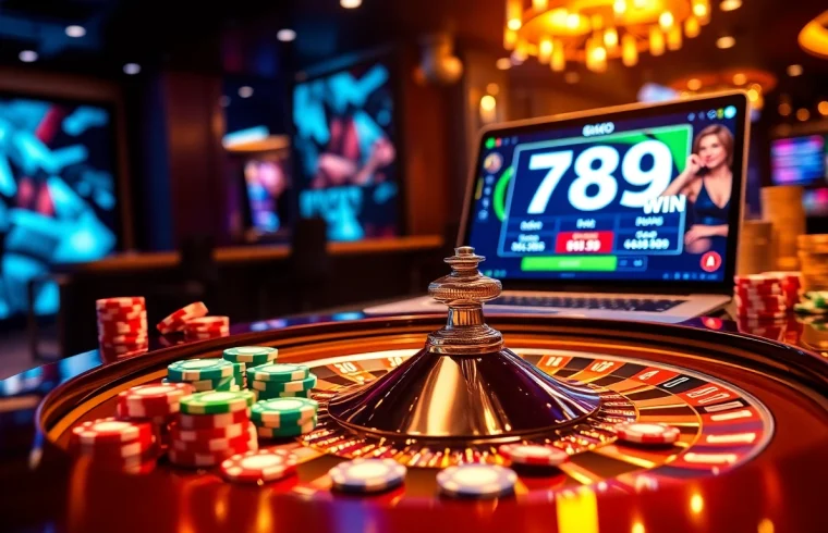 Experience the thrill of 789 win at a vibrant casino table with colorful chips and cards.