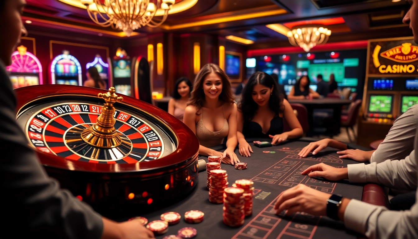 Exciting gambling activity at a casino with https://cf789.lat digital display showcasing roulette and blackjack.