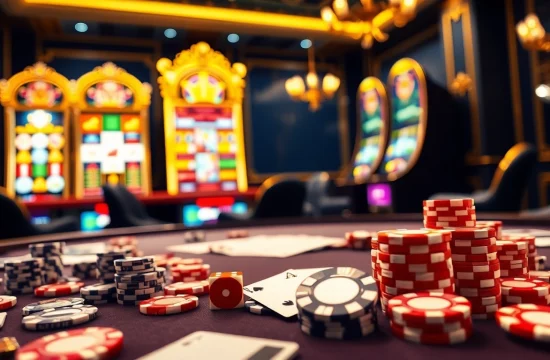 Experience the thrill of nhà cái uy tín with a luxurious online casino scene highlighting exciting games and betting options.